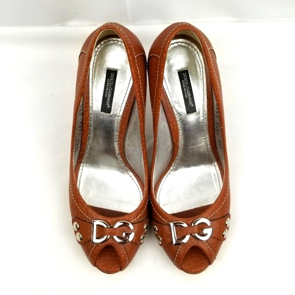 Dolce Gabbana Camel Peep Toe Stiletto Heels Pumps - Picture 3 of 10
